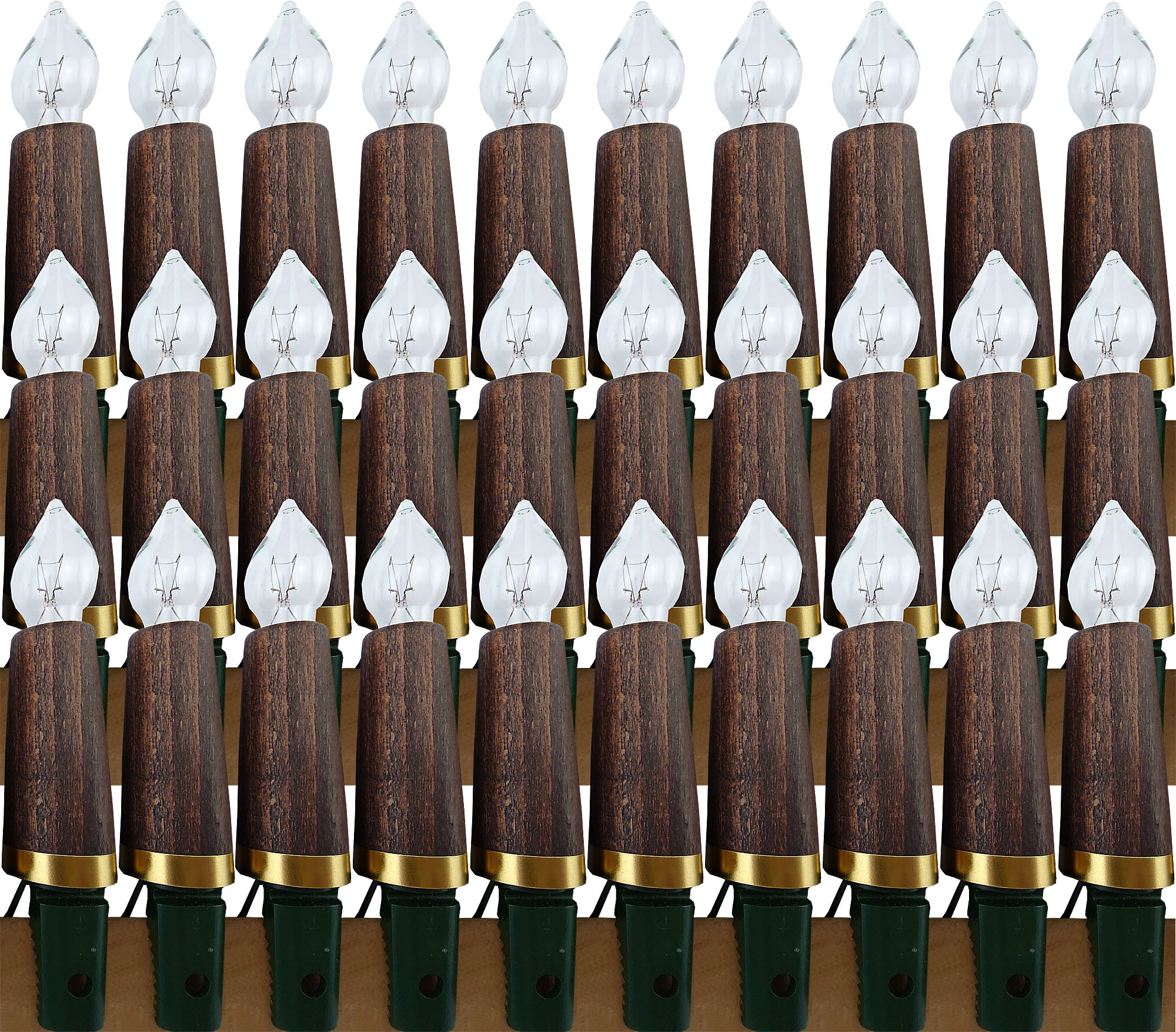NARVA Lichterkette mit Holzschaft - Buche dunkel, 30-tlg
