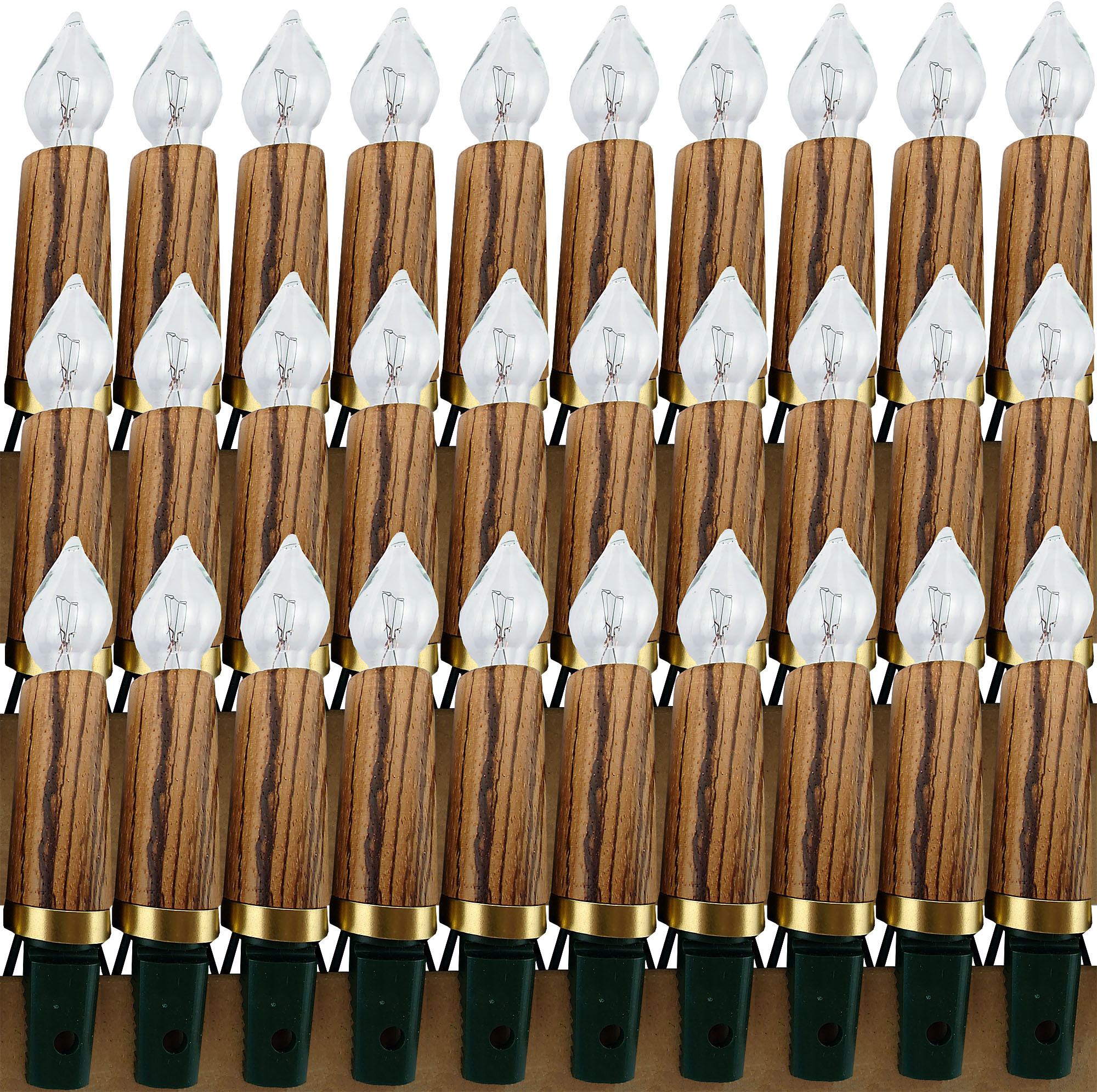 NARVA Lichterkette mit Holzschaft - Zebrano, 30-tlg