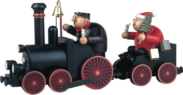 Lokführer und Weihnachtsmann mit Eisenbahn