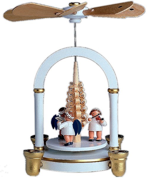 einstufige Weihnachtspyramide in weiß-gold einstufige Weihnachtspyramide in weiß-gold