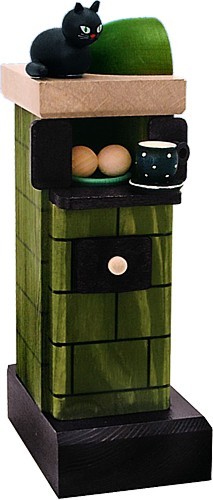 Räucherfigur Kachelofen grün