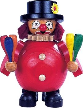 Räuchermann kleiner Clown jongliert mit Keulen, Räuchermann kleiner Clown jongliert mit Keulen,
