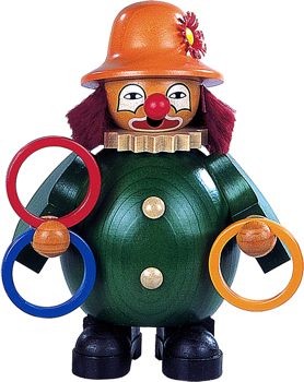 Räuchermann kleiner Clown jongliert mit Ringen, Räuchermann kleiner Clown jongliert mit Ringen,