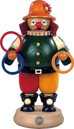 Räuchermann Clown, Jongleur mit Ringen, groß Räuchermann Clown, Jongleur mit Ringen, groß