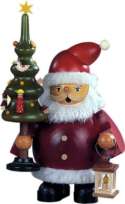Räuchermann Weihnachtsmann mit Baum, klein Räuchermann Weihnachtsmann mit Baum, klein