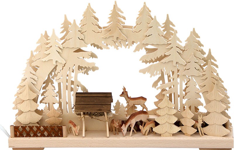 3D-Schwibbogen klein, Rehe an der Futterkrippe