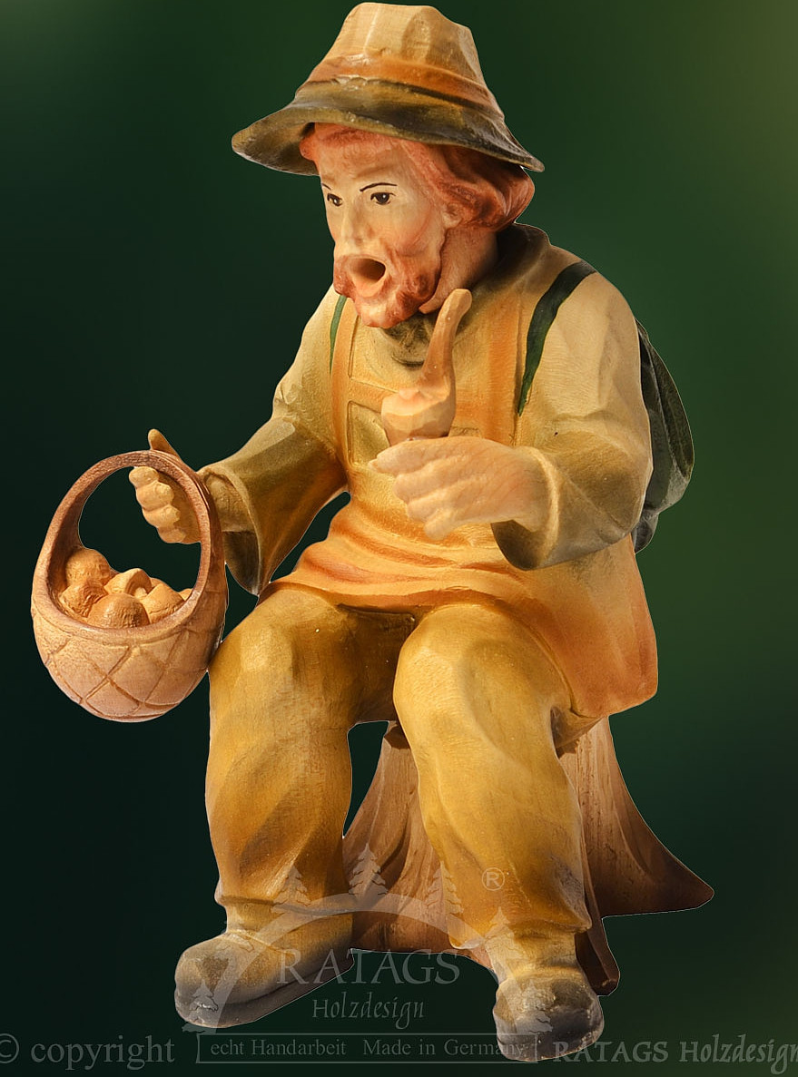 Räucherfigur Pilzsammler, coloriert