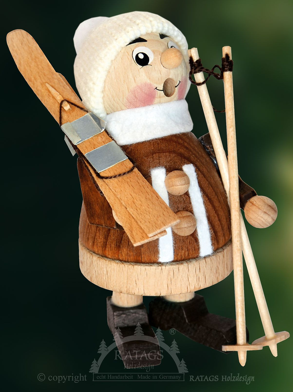 Räuchermännchen Winterkind mit Ski
