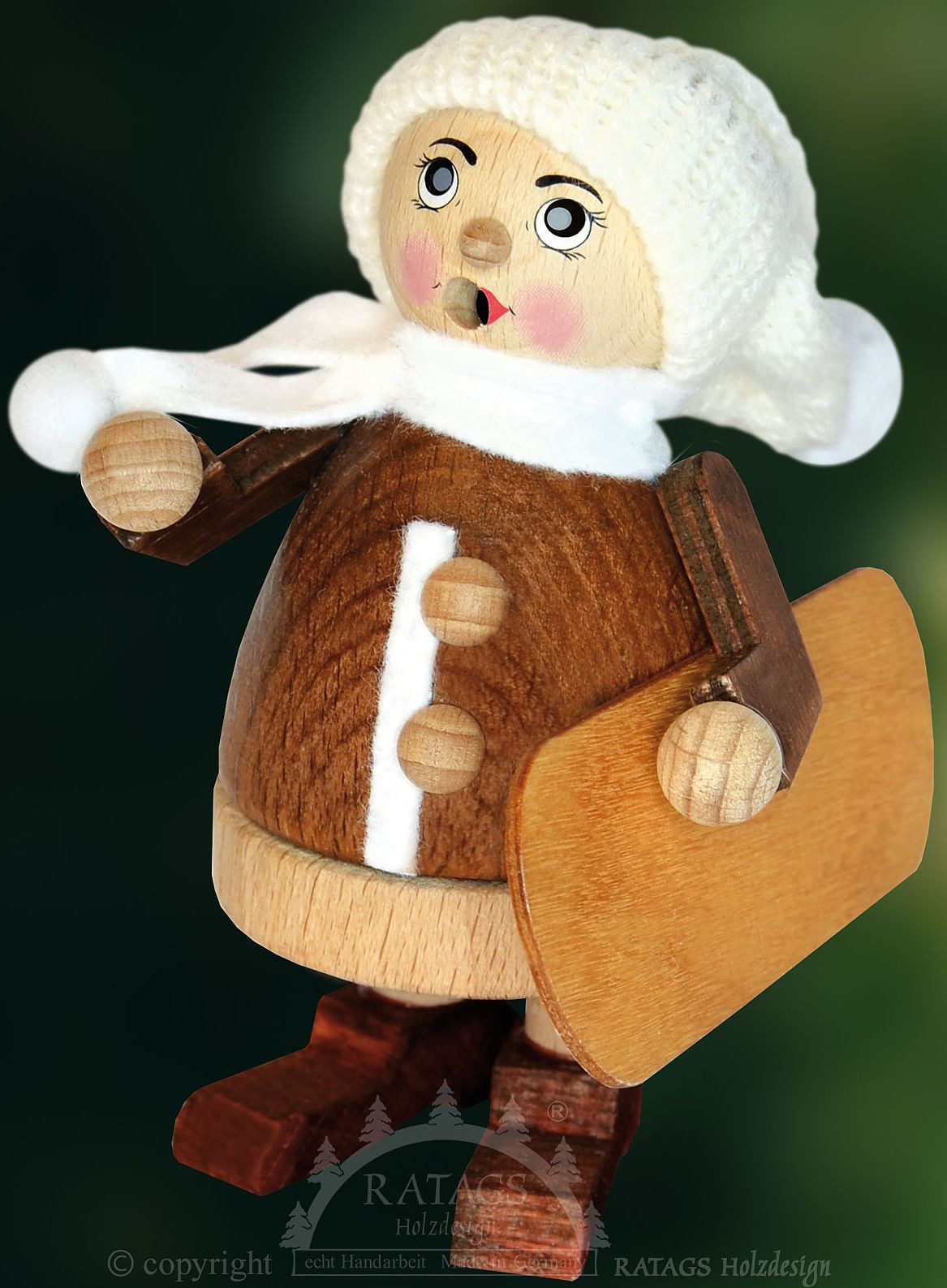 Räuchermännchen Winterkind mit Snowboard