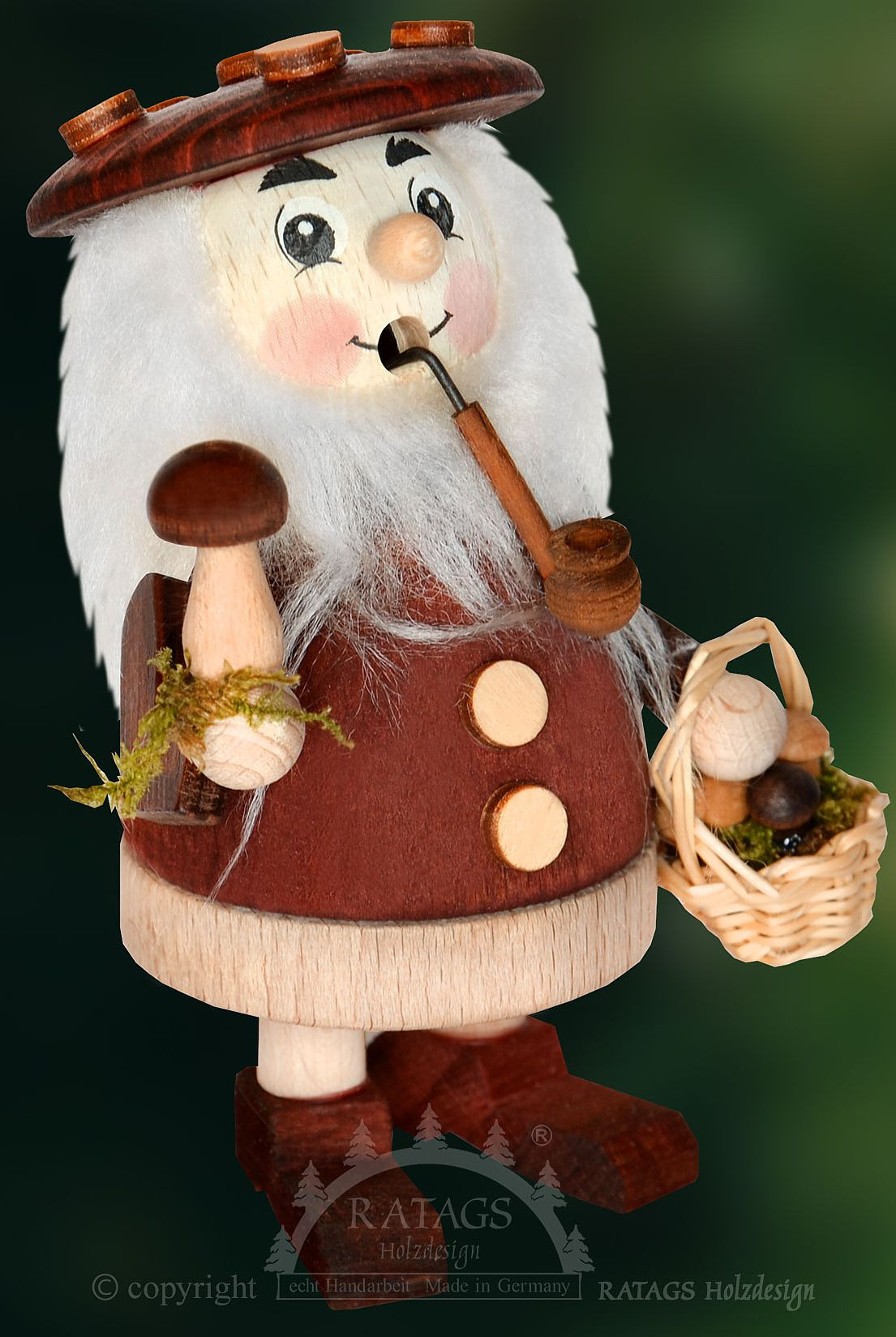 Räuchermännchen Pilzsammler, rot