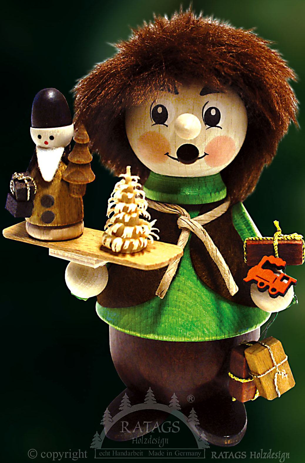 Räuchermann Kurzlatscher - Erzgebirgsjunge mit Weihnachtsmann