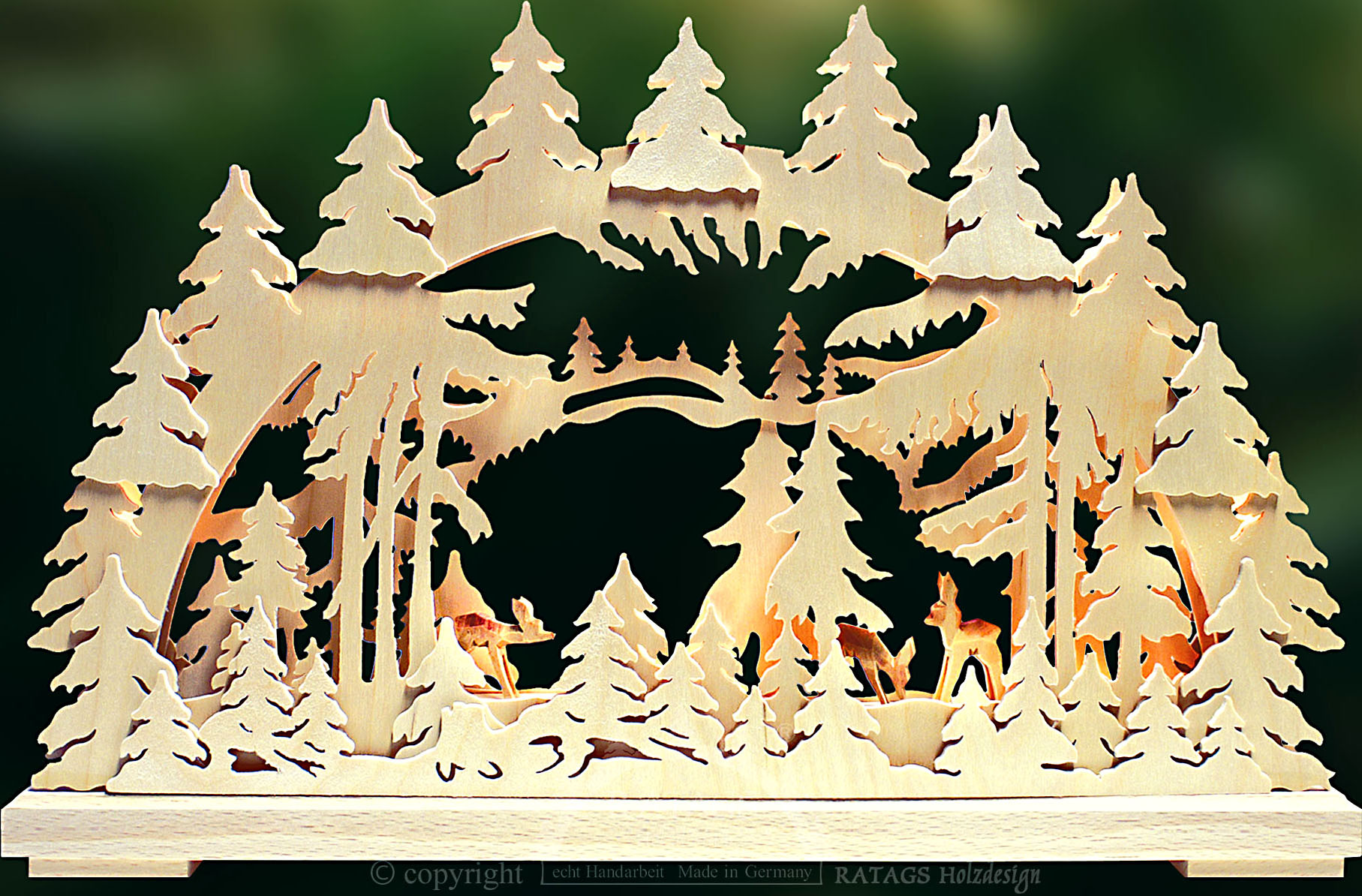 3D-Schwibbogen Waldfrieden, 3 Rehe, klein