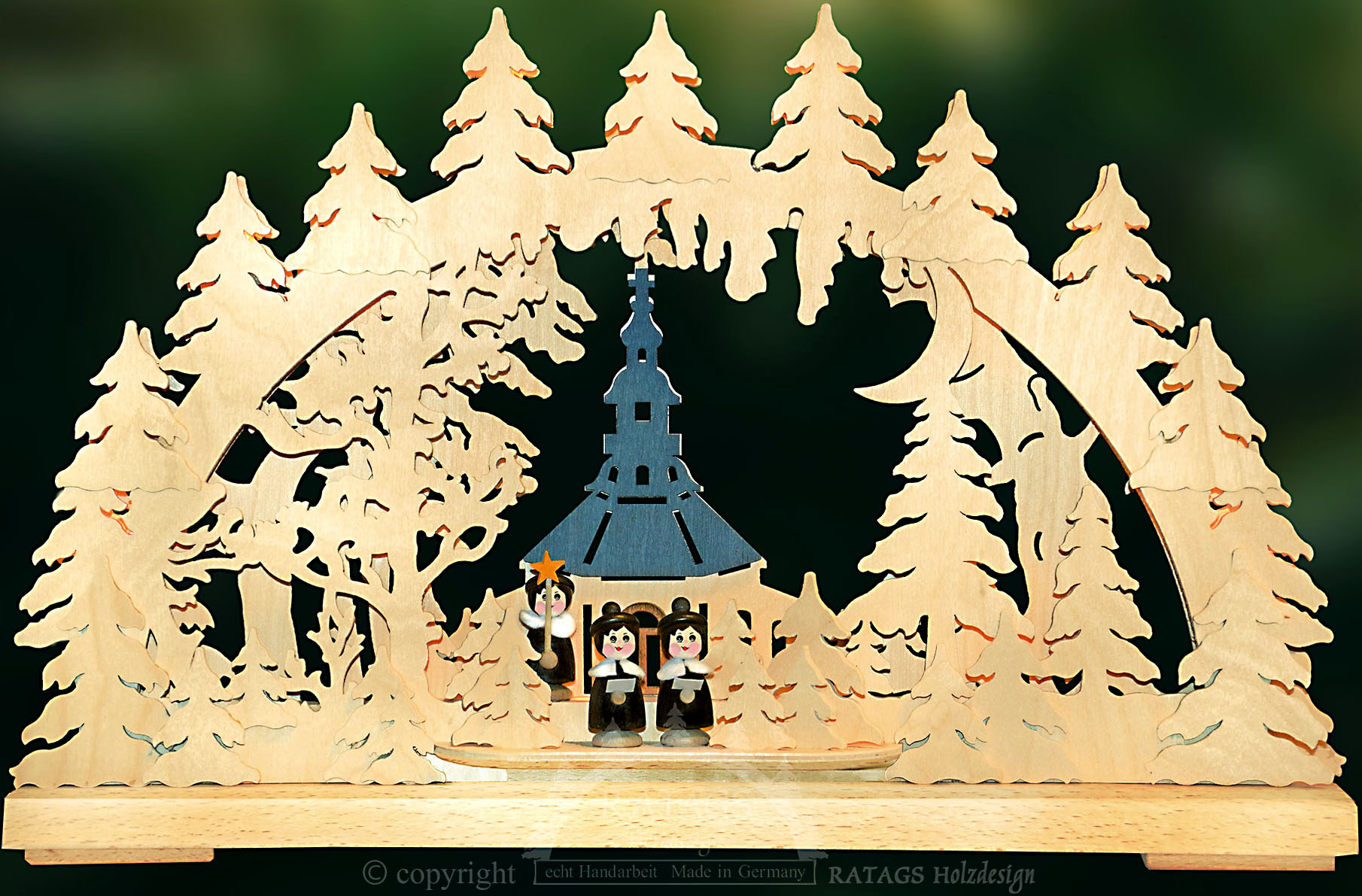 3D-Schwibbogen Seiffener Kirche mit Sängerknaben, klein