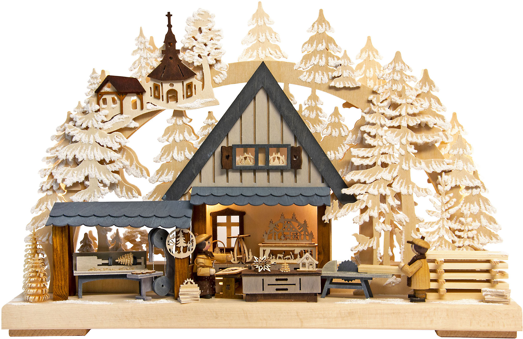3D Schwibbogen Kunsthandwerkerstube, klein, Raureif