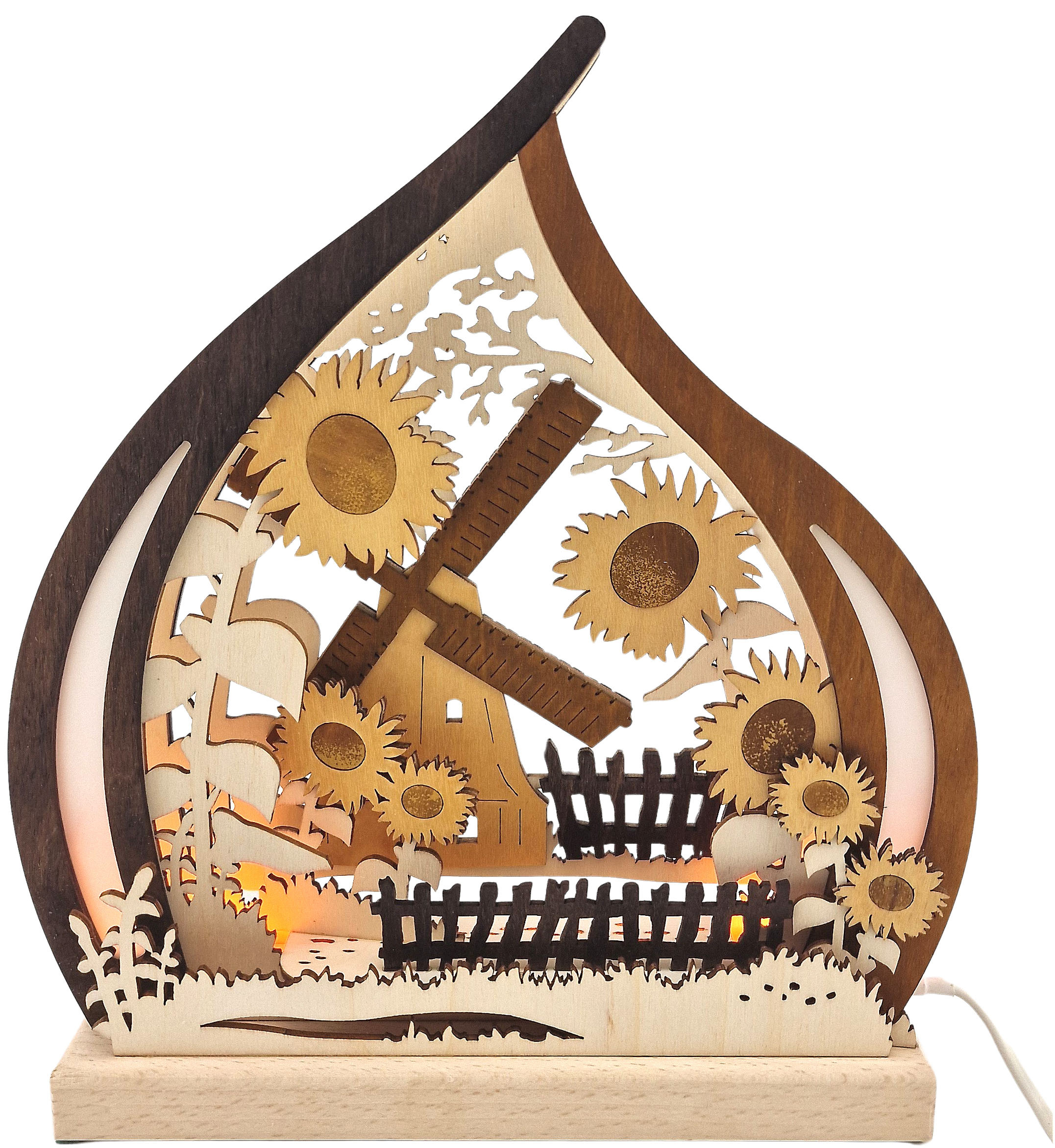 Romantikleuchte Sonnenblumenfeld, braun