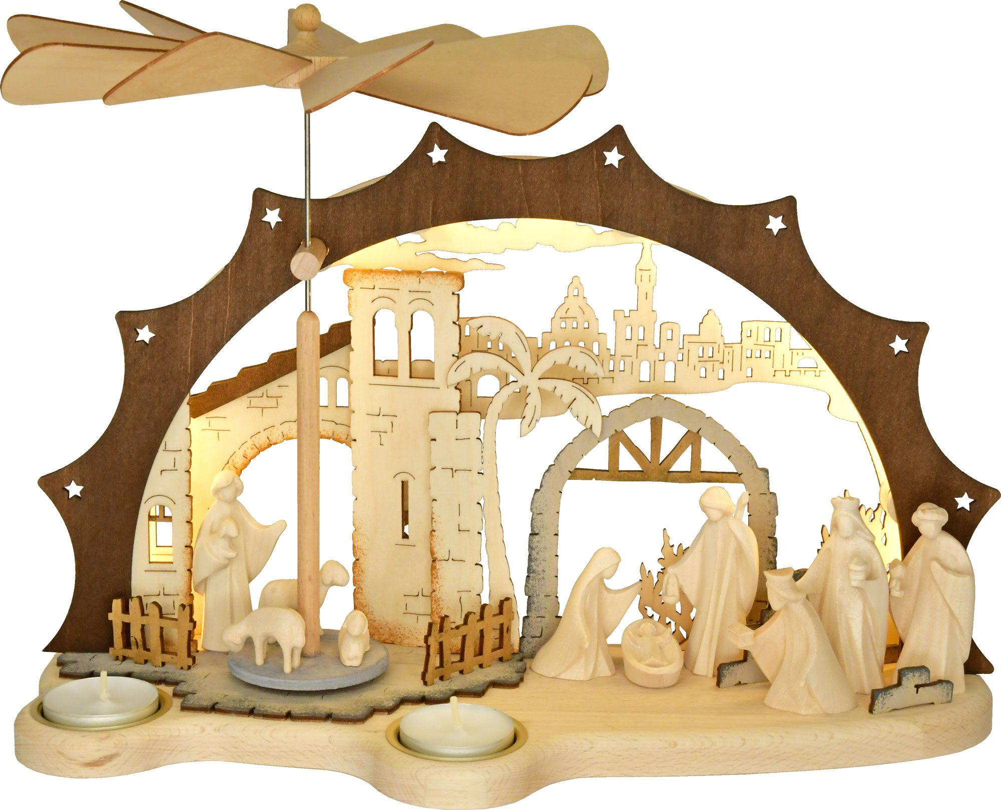 Schwibbogen Christi Geburt mit Pyramide