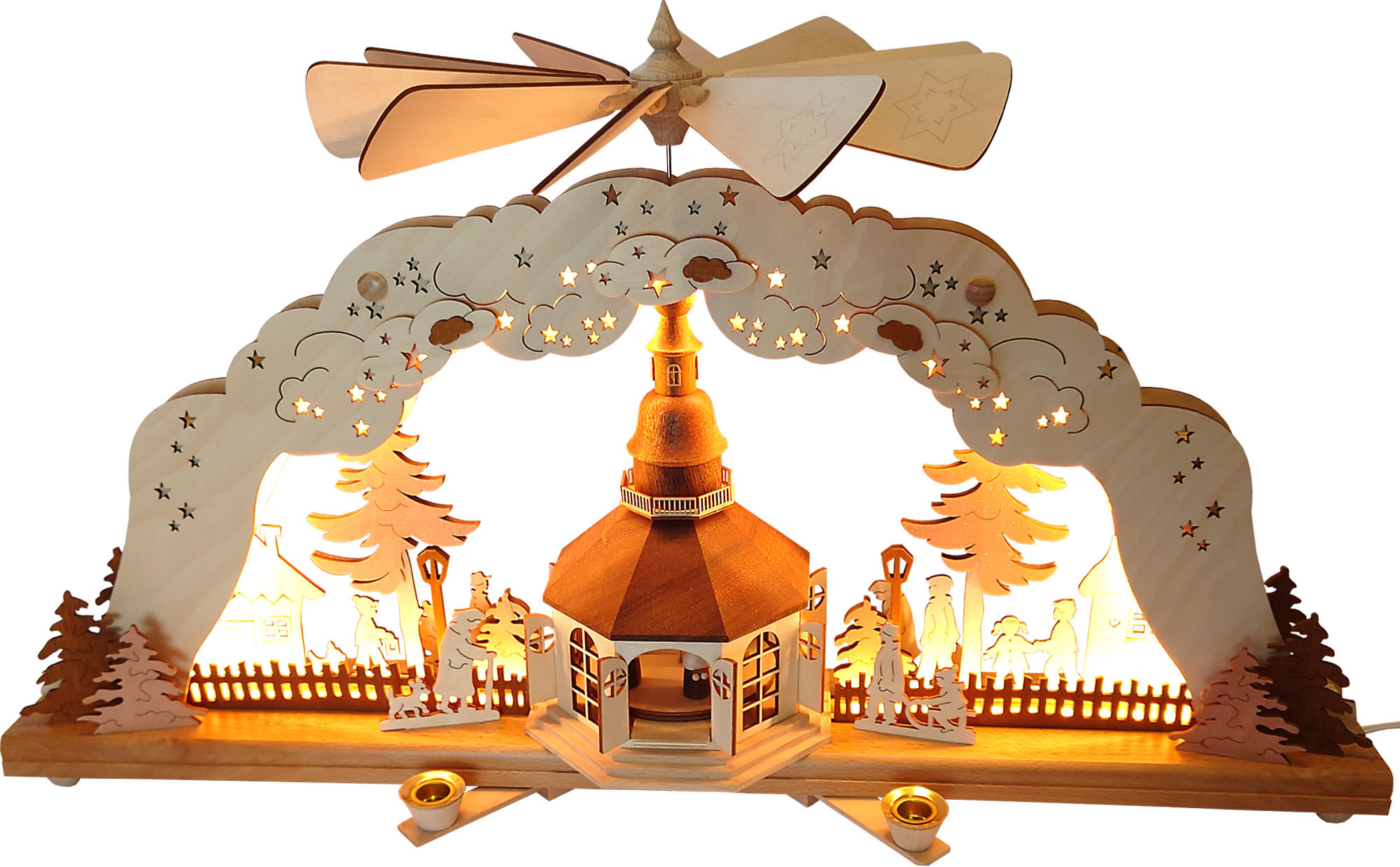 Doppel-Pyramidenbogen Seiffener Kirche, indirekte Beleuchtung Doppel-Pyramidenbogen Seiffener Kirche, indirekte Beleuchtung