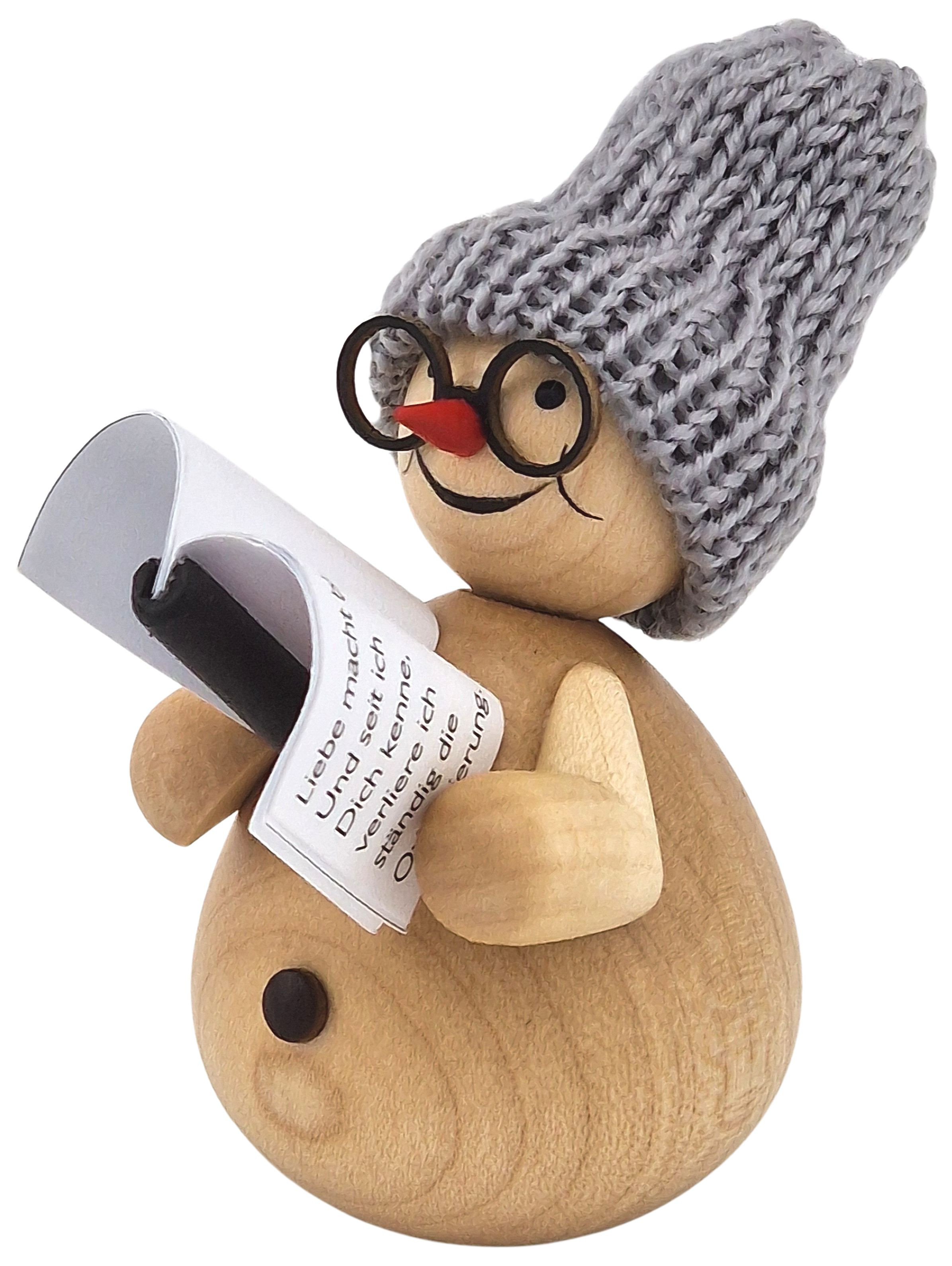 Schneemann mit Buch, 9 cm