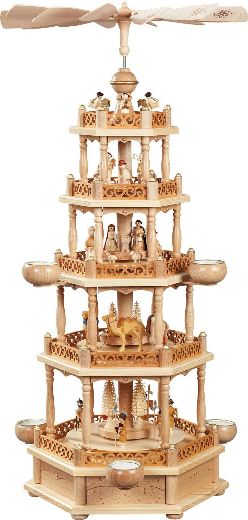 Pyramide Christi Geburt, 4-stöckig für Teelichte