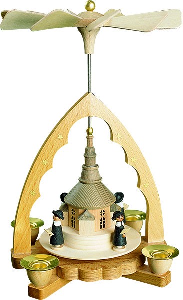 Weihnachtspyramide Seiffener Kirche mit Kurrende, natur Weihnachtspyramide Seiffener Kirche mit Kurrende, natur
