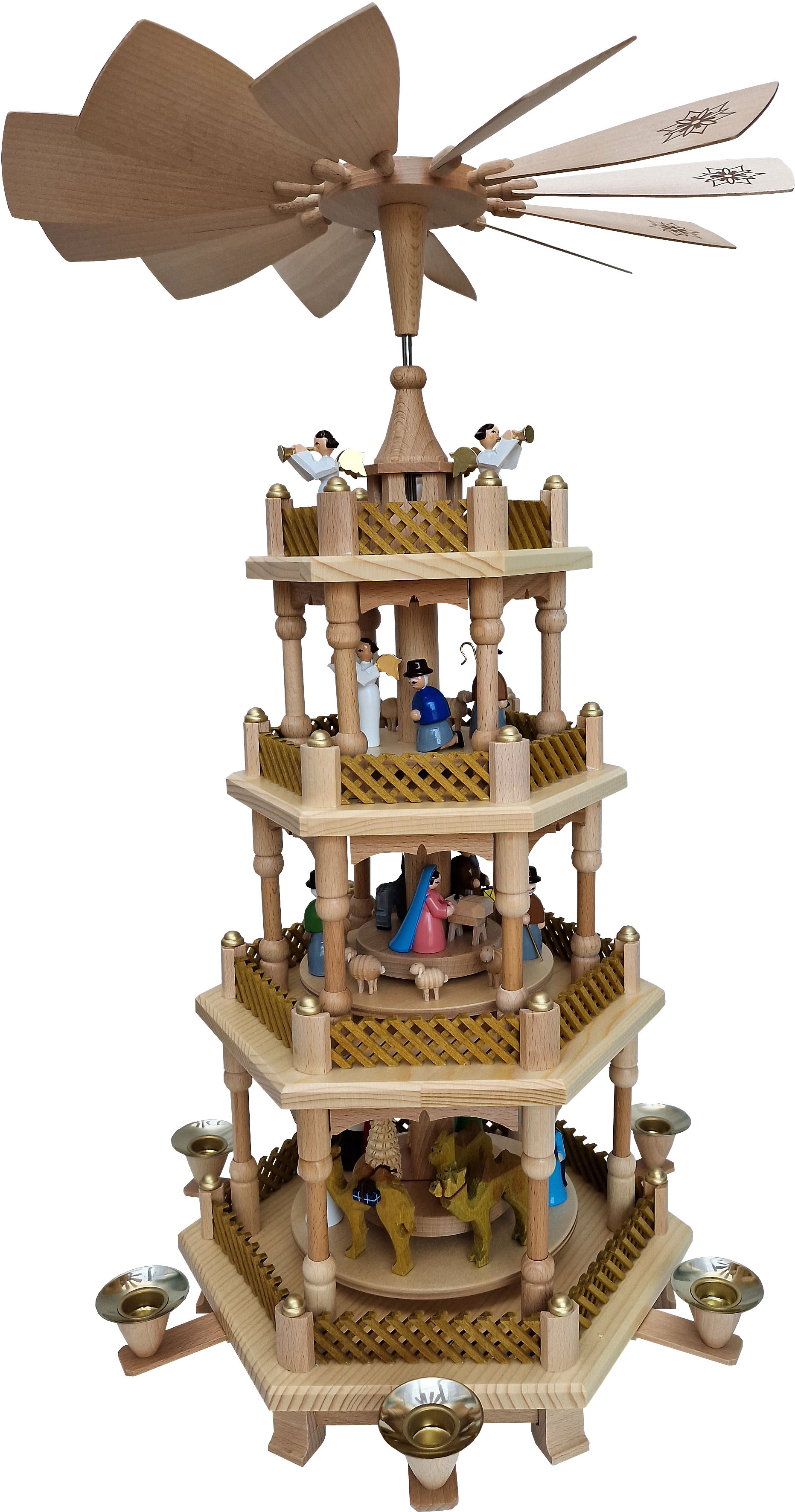 Weihnachtspyramide Christi Geburt, 3-stöckig, bunt