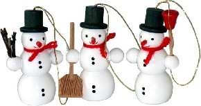 3 Stück Schneemänner, unterschiedlich bestückt 3 Stück Schneemänner, unterschiedlich bestückt
