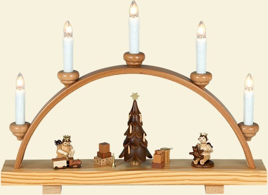 Schwibbogen Engel am Weihnachtsbaum / natur Schwibbogen Engel am Weihnachtsbaum / natur