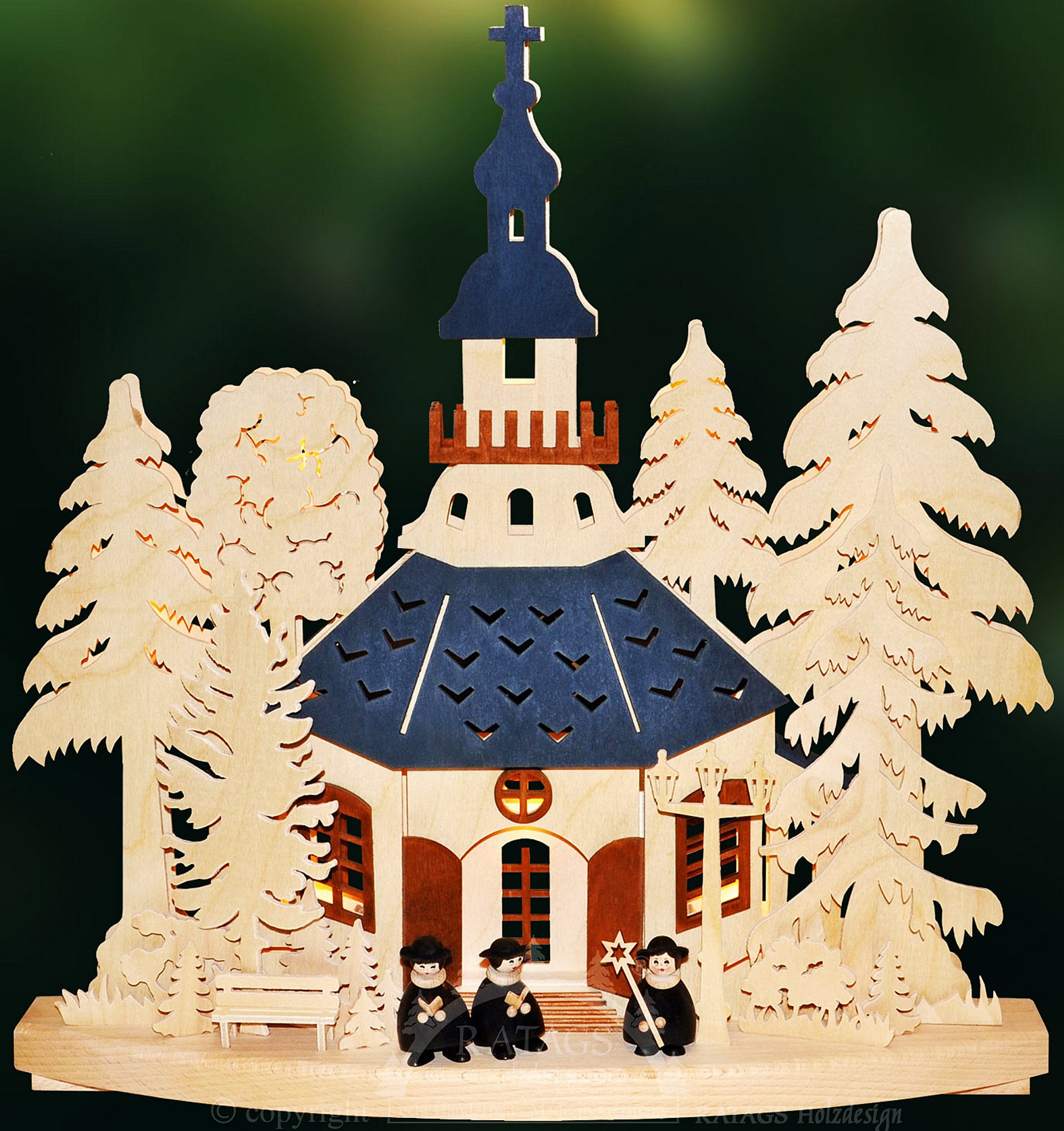 3D-Schwibbogen Kirchgang in Seiffen, Molli-Kurrende, klein
