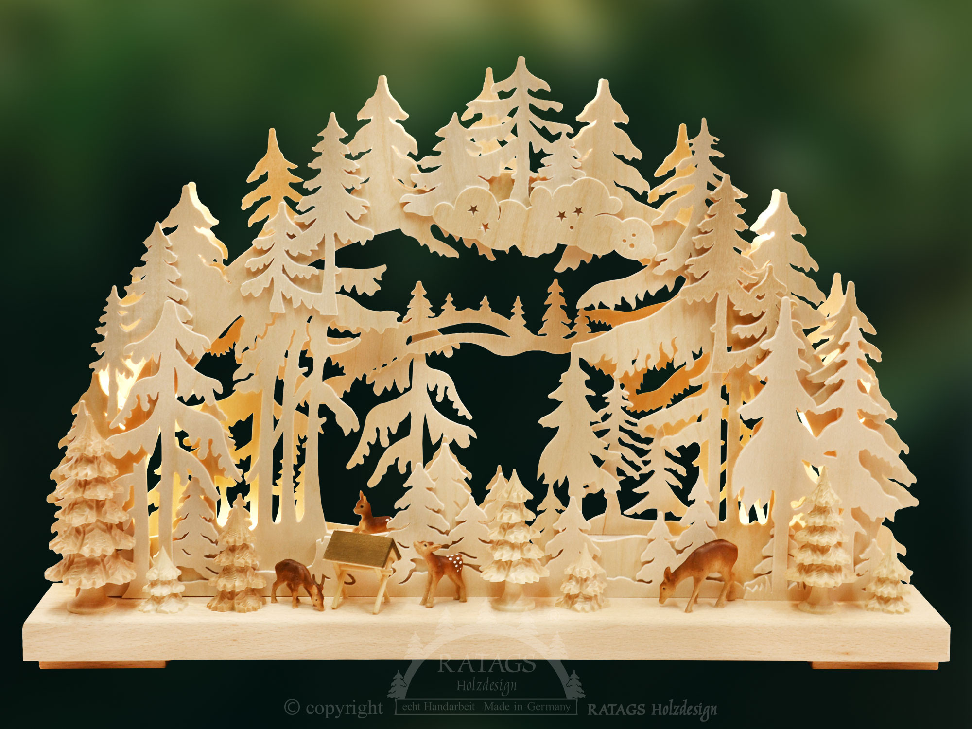 3D-Schwibbogen Rehe auf der Lichtung, klein