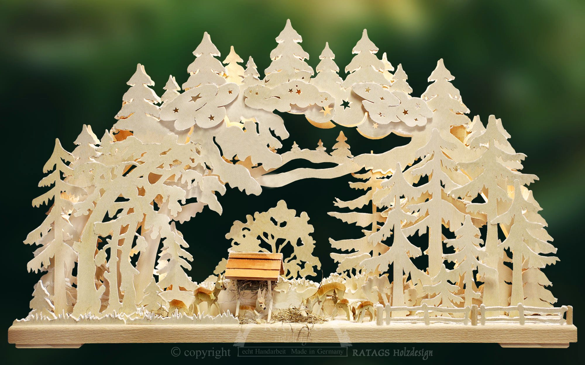 3D-Schwibbogen Rehe im Wald, groß 3D-Schwibbogen Rehe im Wald, groß