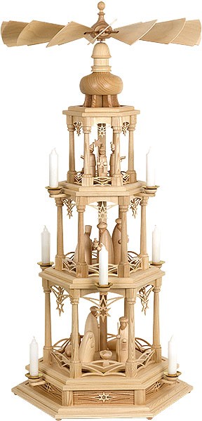 Pyramide Sternenmotiv Krippe, 3-stöckig