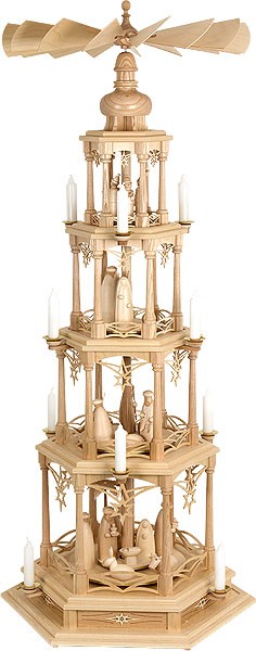 Pyramide Sternenmotiv Krippe, 4-stöckig