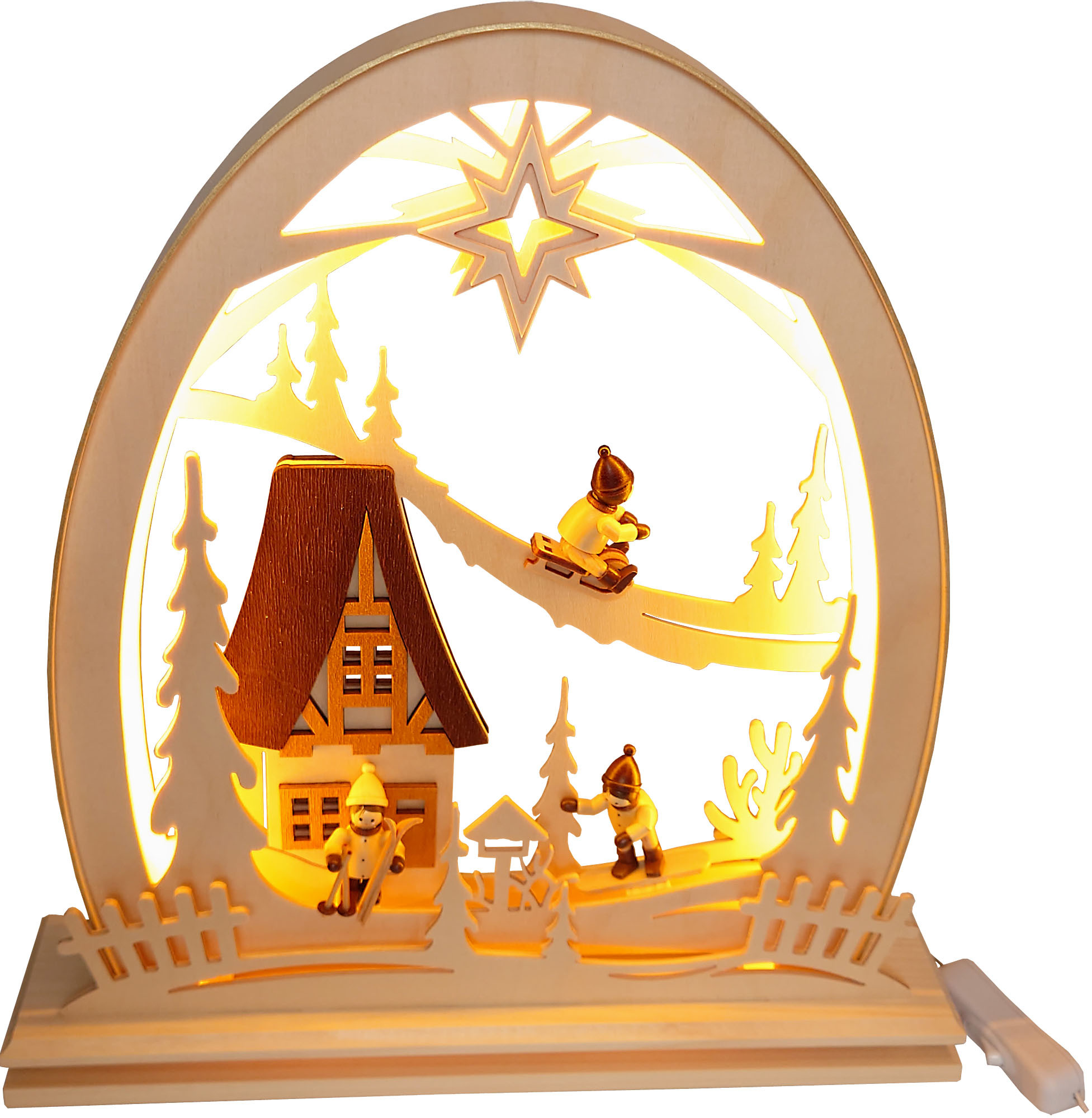 Schwibbogen Seidelbogen Winterkinder LED