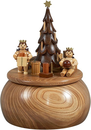Spieldose - Engel am Weihnachtsbaum / natur Spieldose - Engel am Weihnachtsbaum / natur
