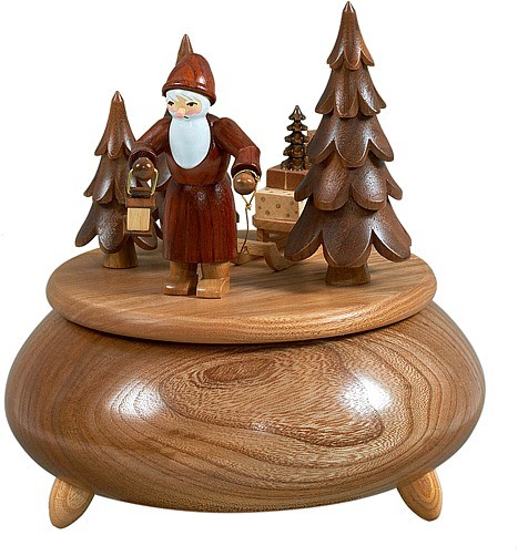 Spieldose - Weihnachtsmann mit Schlitten / natur Spieldose - Weihnachtsmann mit Schlitten / natur