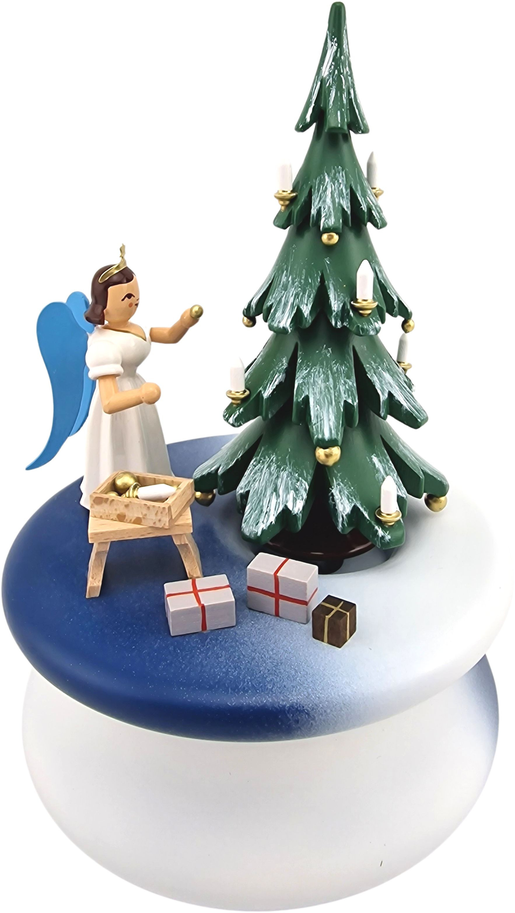 Spieldose Weihnachtstraum mit Baum und Langrockengel, farbig
