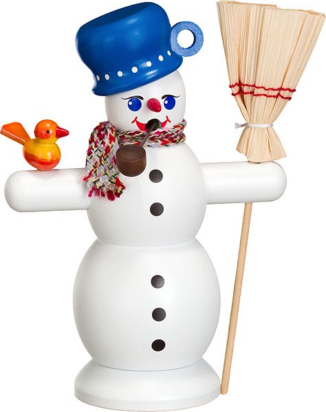 Räuchermann Schneemann mit blauem Topf