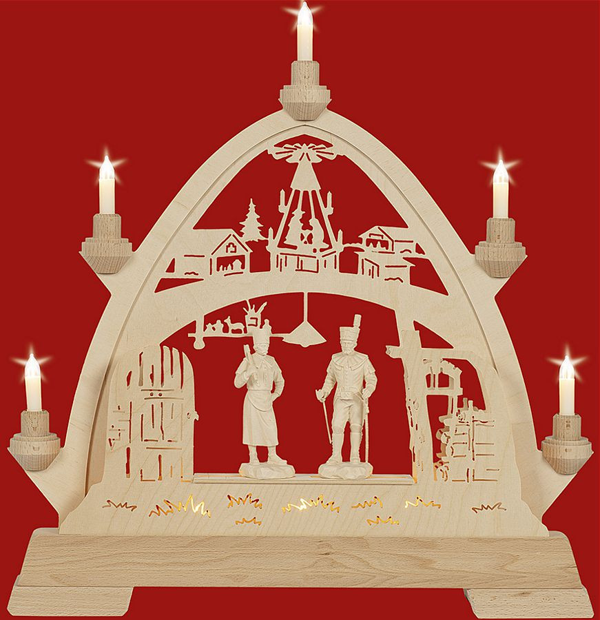 Gotischer Bogen Weihnachtsstube mit Figuren - natur