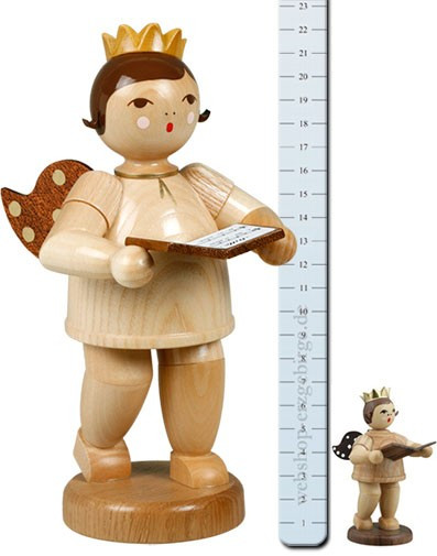 großer Engel mit Buch, natur - 22 cm - mit-Krone großer Engel mit Buch, natur - 22 cm - mit-Krone