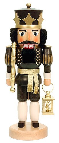 Nussknacker König schwarz/gold lasiert Nussknacker König schwarz/gold lasiert