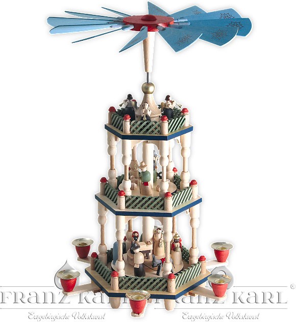 Pyramide Christi Geburt, 2 Etagen, bunt