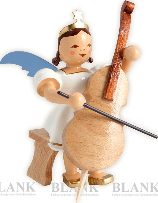 Kurzrockengel mit Violoncello sitzend - farbig Kurzrockengel mit Violoncello sitzend - farbig