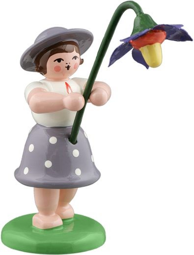 Blumenkinder mit langem Kleid: Blumenkind mit Akelei Blumenkinder mit langem Kleid: Blumenkind mit Akelei