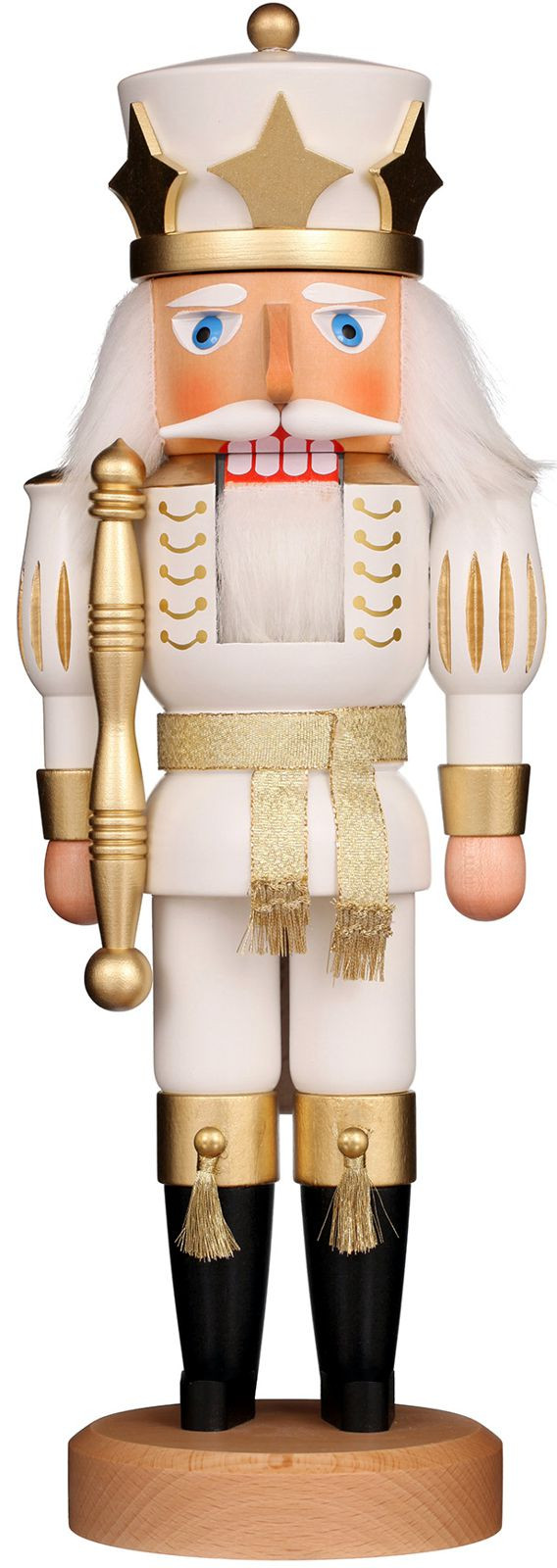 Nußknacker Prinz weiß/gold lasiert