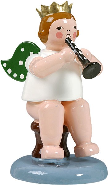 Engel mit Flöte, sitzend, mit Krone Engel mit Flöte, sitzend, mit Krone