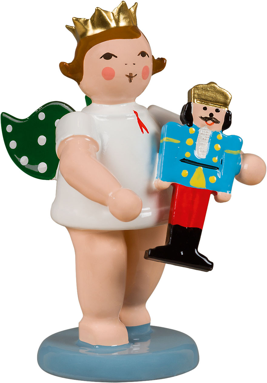 Engel mit Olbernhauer Marktfigur - Nussknacker, mit Krone