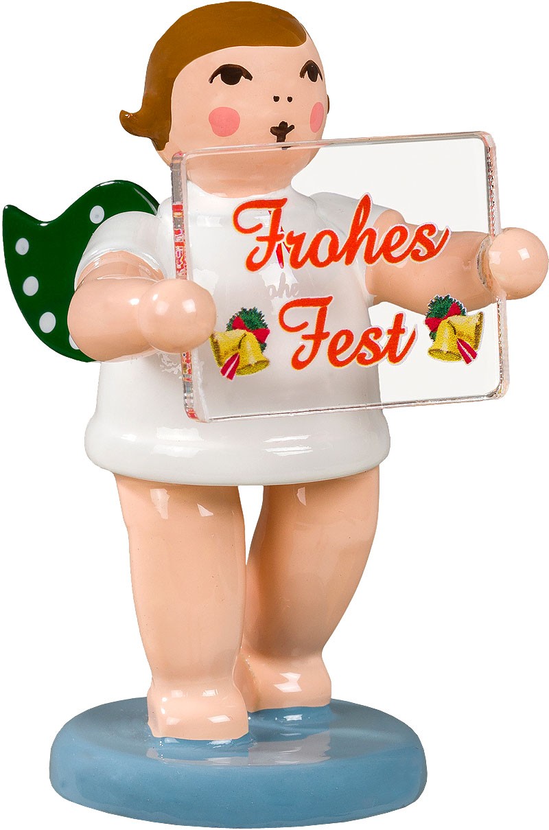 Adventengel mit Weihnachtsschild - Frohes Fest, ohne Krone