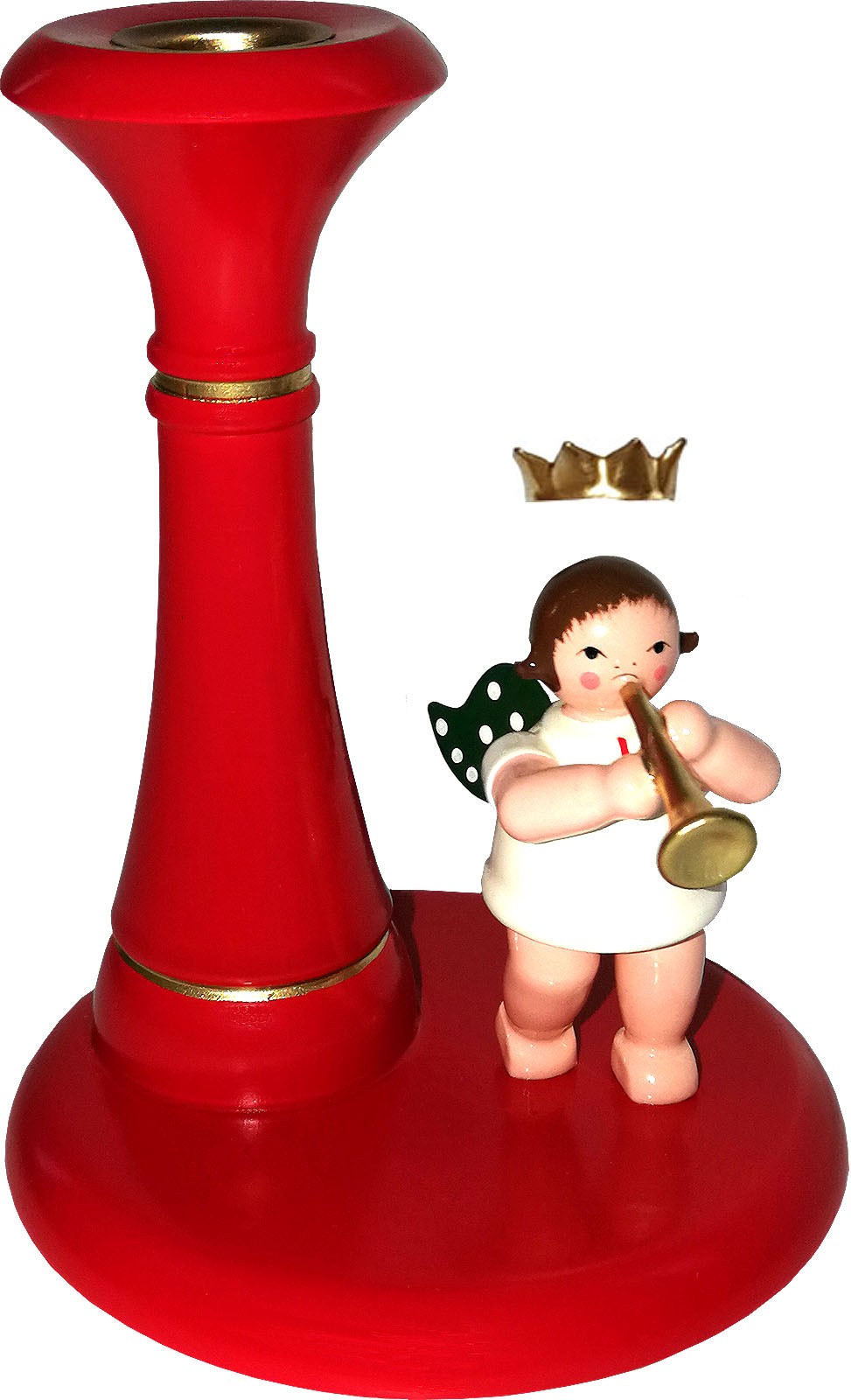 Kerzenhalter, rot - Engel stehend, mit Krone Kerzenhalter, rot - Engel stehend, mit Krone