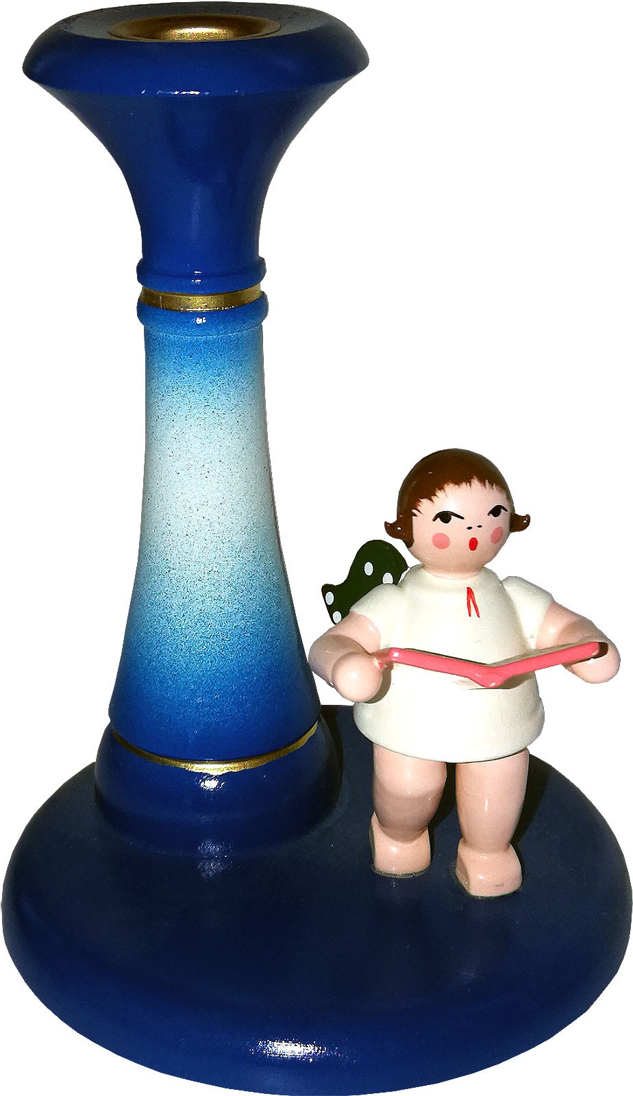 Kerzenhalter, blau - Engel stehend, ohne Krone Kerzenhalter, blau - Engel stehend, ohne Krone