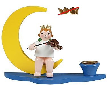 Kerzenhalter, blau - Engel auf Mond, ohne Krone Kerzenhalter, blau - Engel auf Mond, ohne Krone